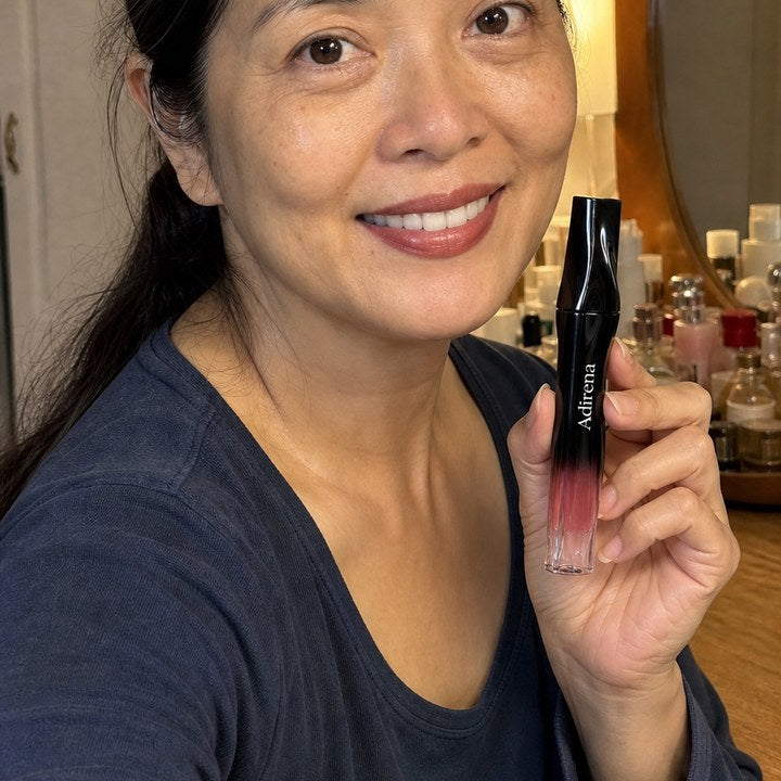 Hana holding Adirena Stellar Dust™ Lip Stain