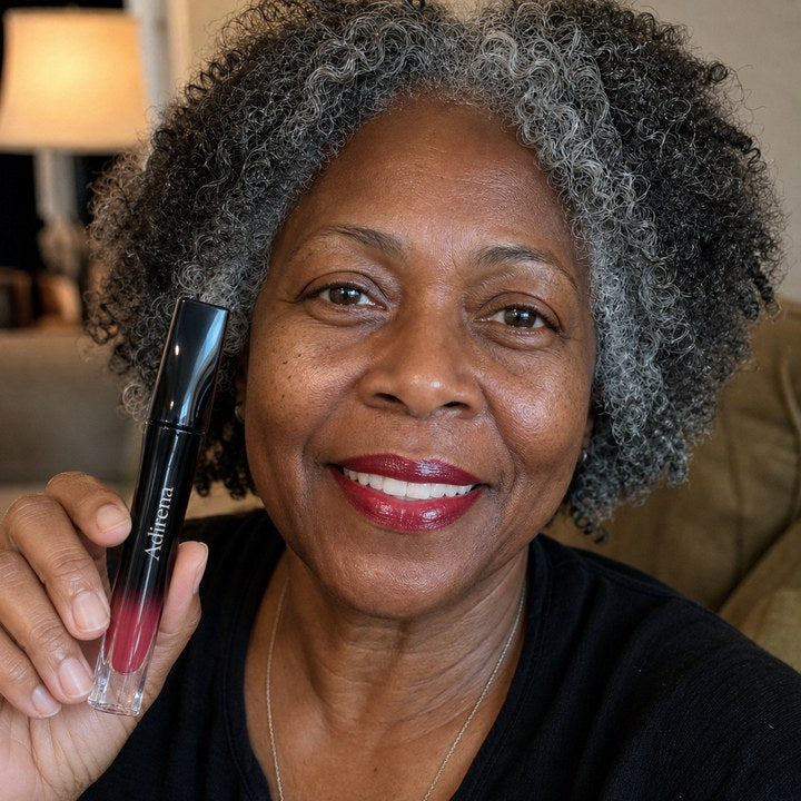 Theresa holding Adirena Stellar Dust™ Lip Stain