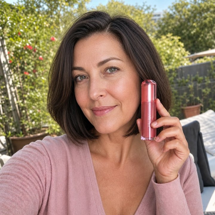 Yvette holding Adirena Wrinkle-Blur Lip Oil