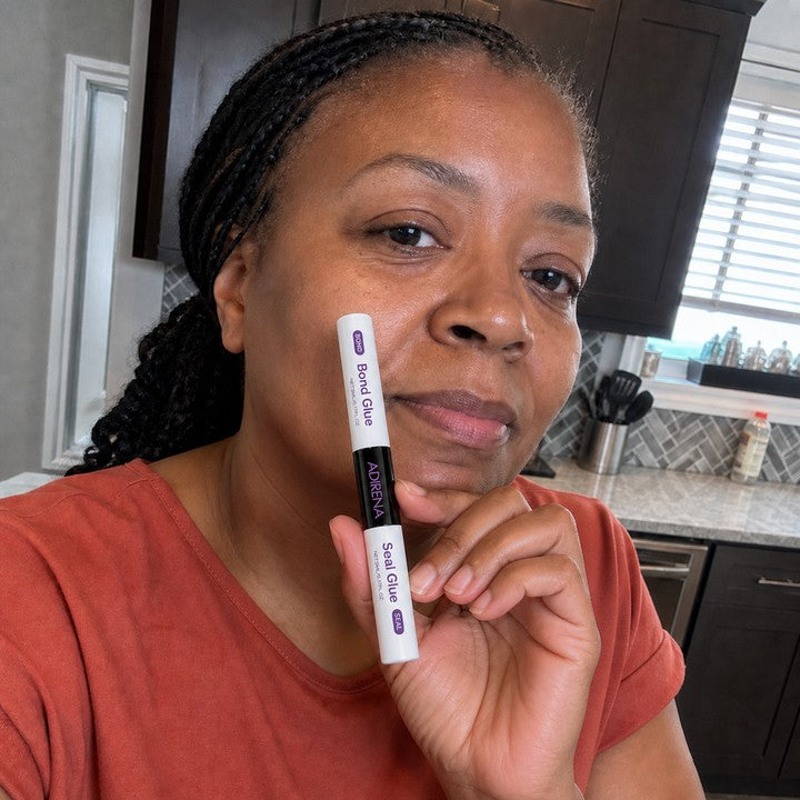 Woman wearing cluster lashes