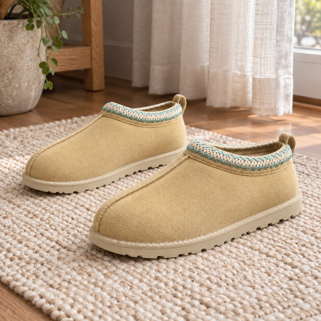 One matching pair of Mustard Blue Stripes Aspen Thin Sole slippers.