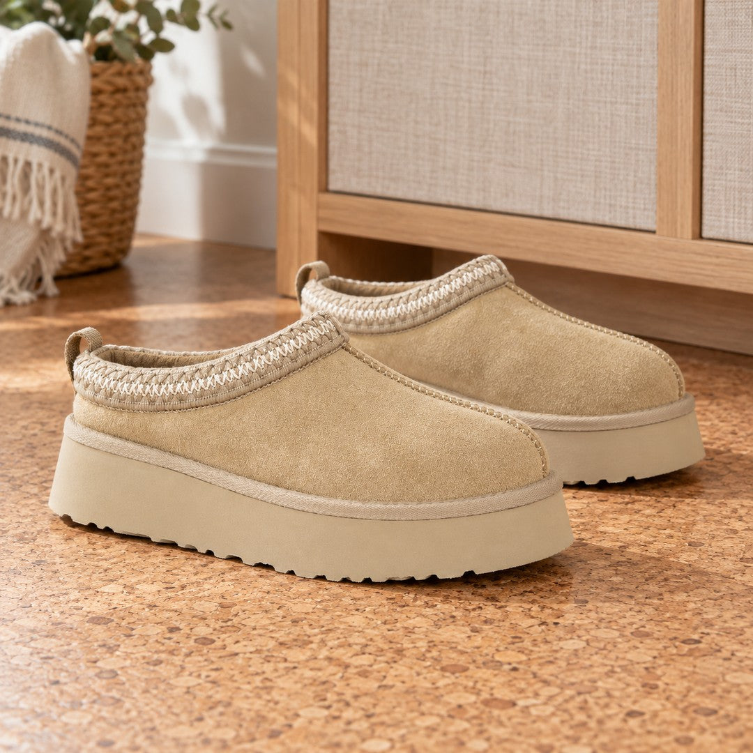 One matching pair of Mustard Aspen Thick Sole slippers.
