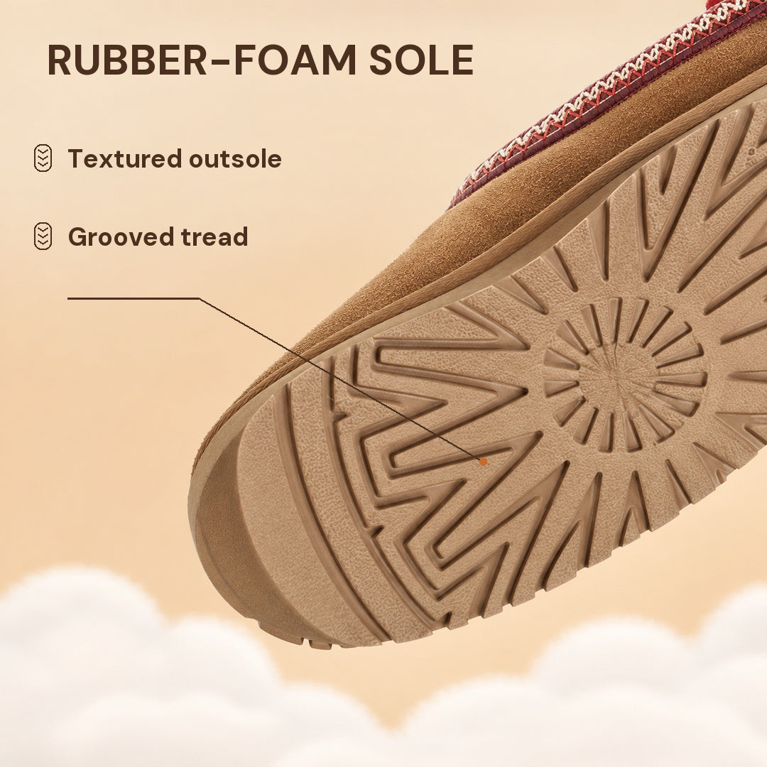 Aspen slipper outsole and its visible tread pattern.