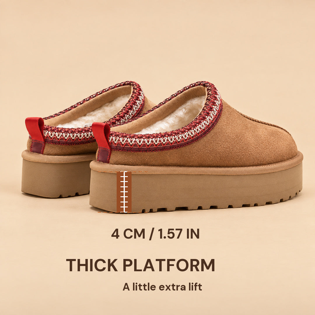 Chestnut Aspen Thick Sole slipper showing its platform height.