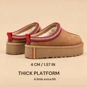 Chestnut Aspen Thick Sole slipper showing its platform height.