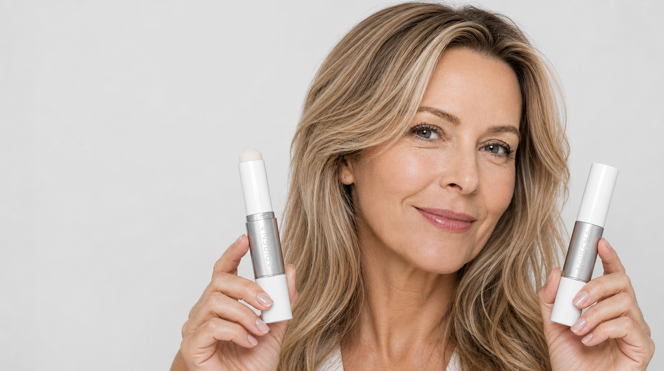 Woman holding two Adirena Cover Cream sticks