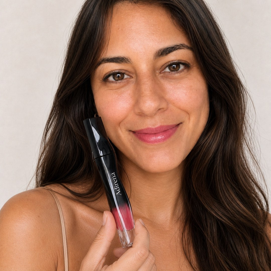 Editorial portrait, Nova glossy lips, fair-medium skin