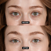 Before and after: brows brushed up and set with the clear gel