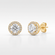 LUNARA Gold round halo stud pair
