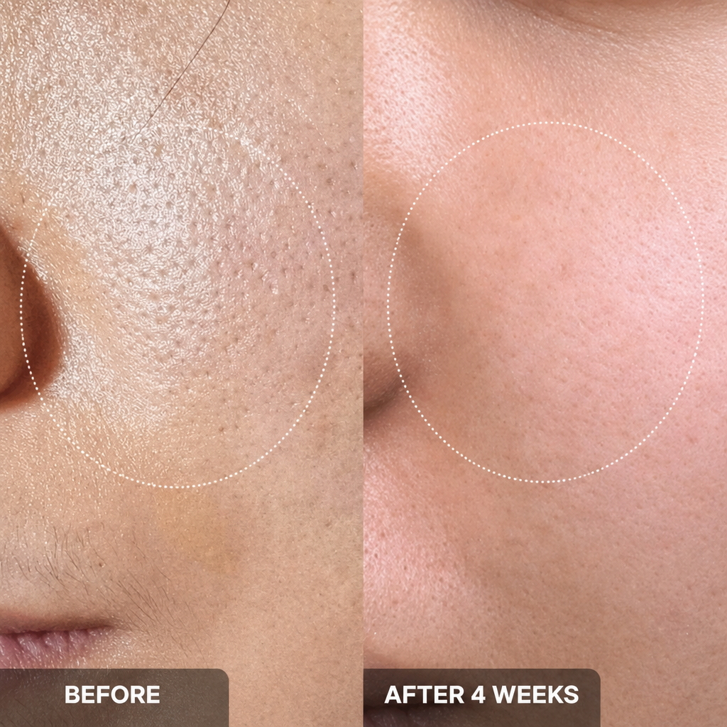 Close-up: smoother cheek after Bubble Mask Clay