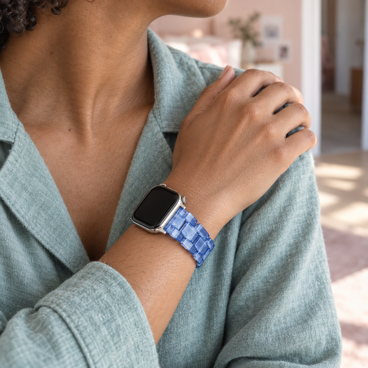 Mosaic Transparent Blue, worn