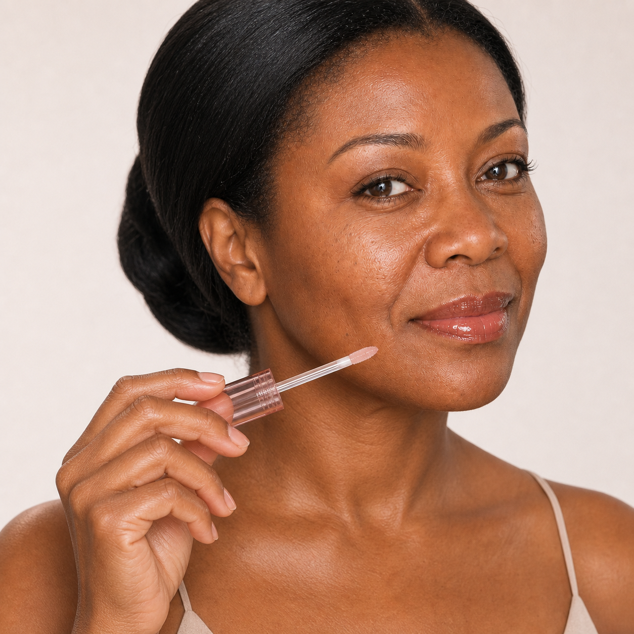 Wrinkle-Blur Lip Oil editorial deep skin