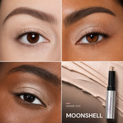 Soft Focus Gel Eyeshadow — shade 001 Moonshell — three eye looks and product
