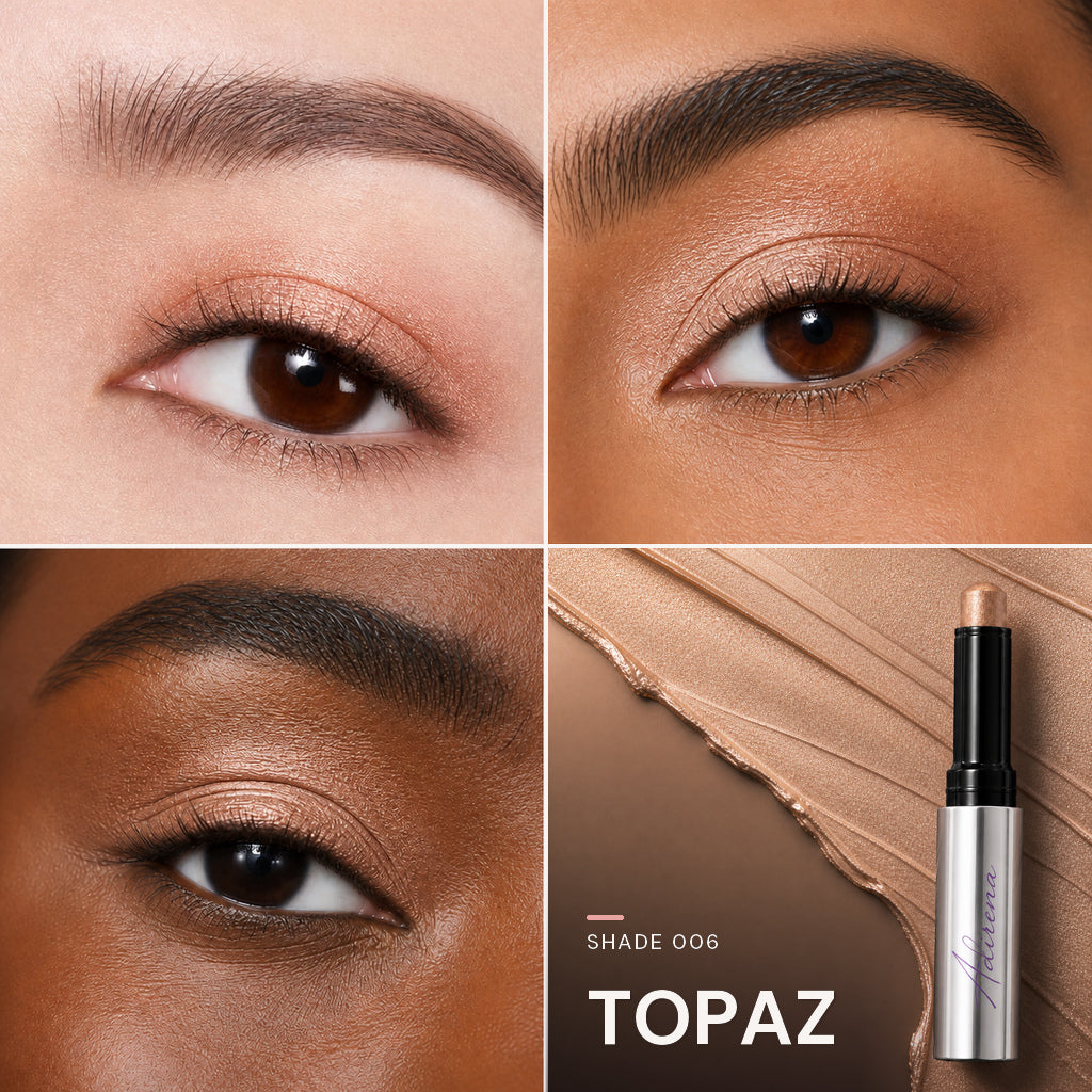 Soft Focus Gel Eyeshadow — shade 006 Topaz — three eye looks and product