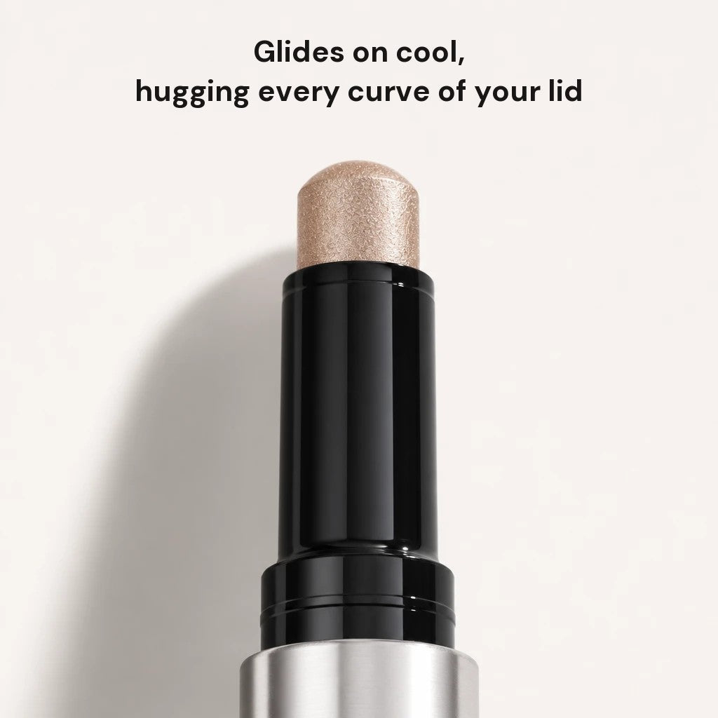 Glides on cool, hugging every curve of your lid — champagne gel tip macro