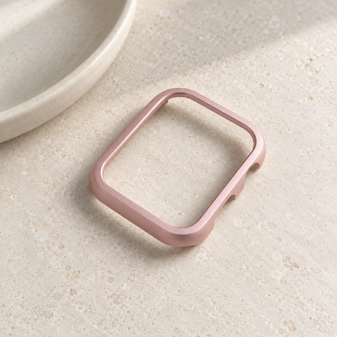 The Halo pink case frame on its own, showing its open front and side walls