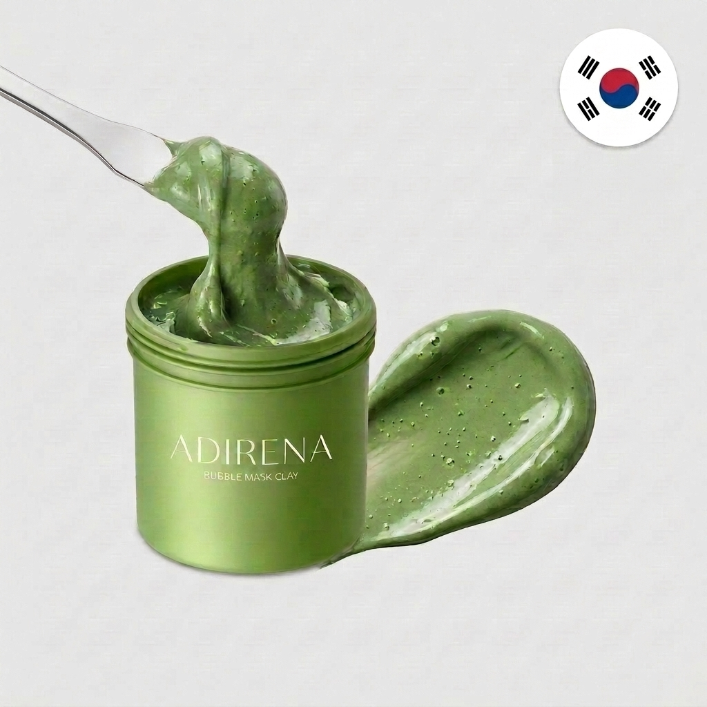 ADIRENA Bubble Mask Clay jar with green Holy Basil clay