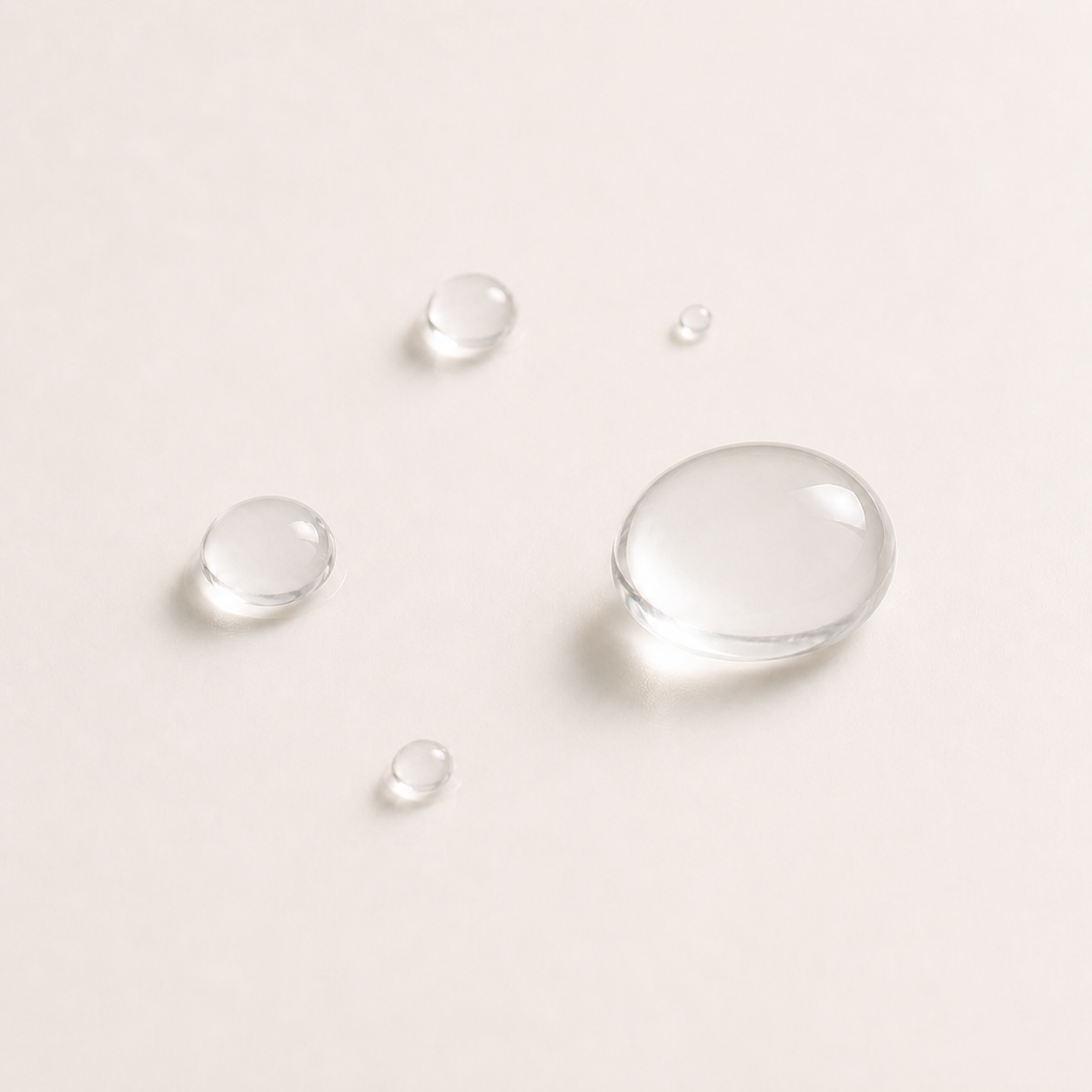 Clear hydrating gel droplets