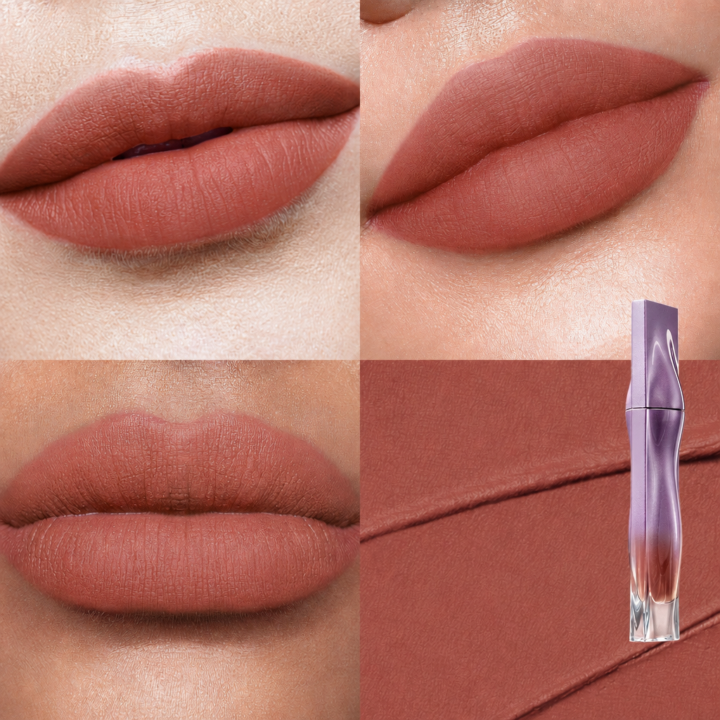 Velvet Blur Lip Cream shade Equinox on lips