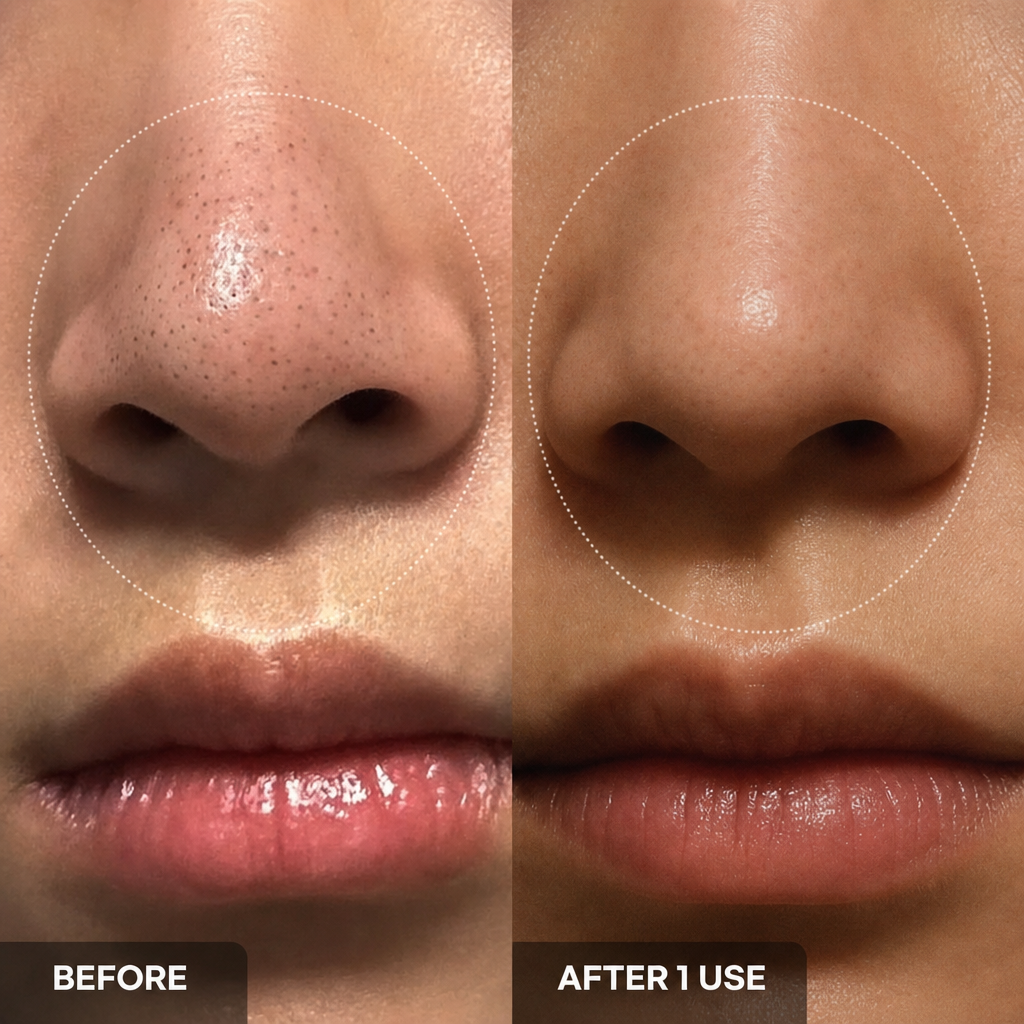 Close-up: clearer pores after Bubble Mask Clay