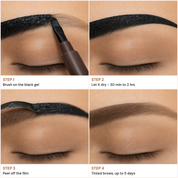 Four steps to use Adirena Peel & Reveal Brow Tint: brush on, dry, peel, done