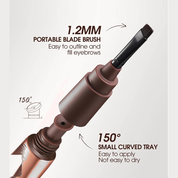 Dual-ended applicator: 1.2mm blade brush and 150 degree curved tray