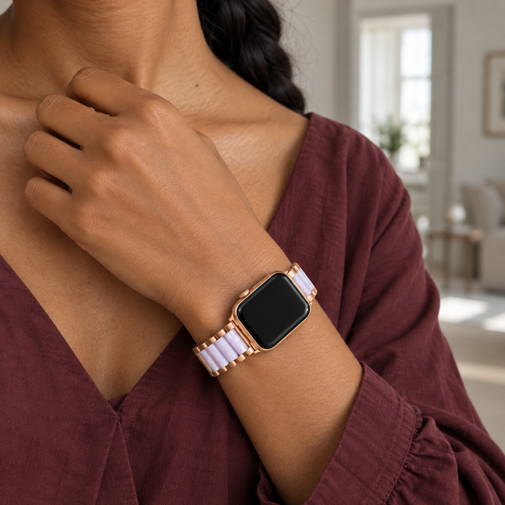 Prism Pearl White · Rose Gold, worn