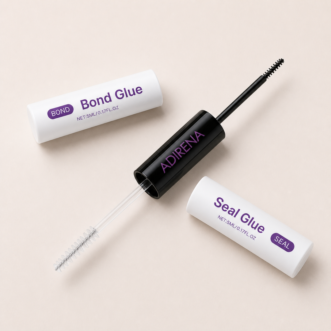 Adirena Lash Bond & Seal with both ends open, black brush and clear spoolie visible