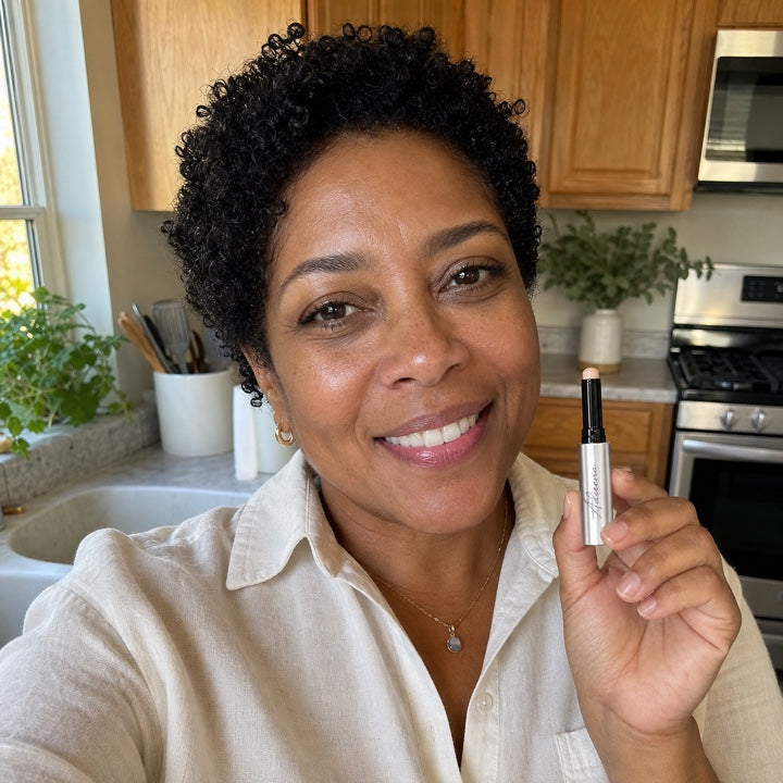 Elena holding Adirena Soft Focus™ Gel Eyeshadow