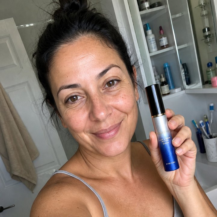 Yareli holding Adirena Adirena Brow & Lash Serum