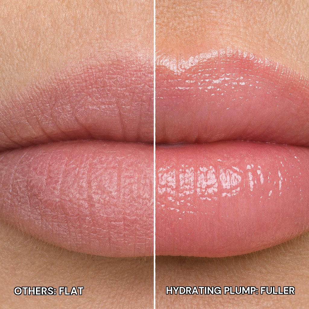 Hydrating Lip Plumper fuller lips through hydration versus flat, no needle no sting