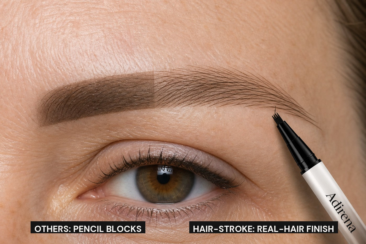 Adirena Brow Pen filling sparse brow spots with hair-like strokes