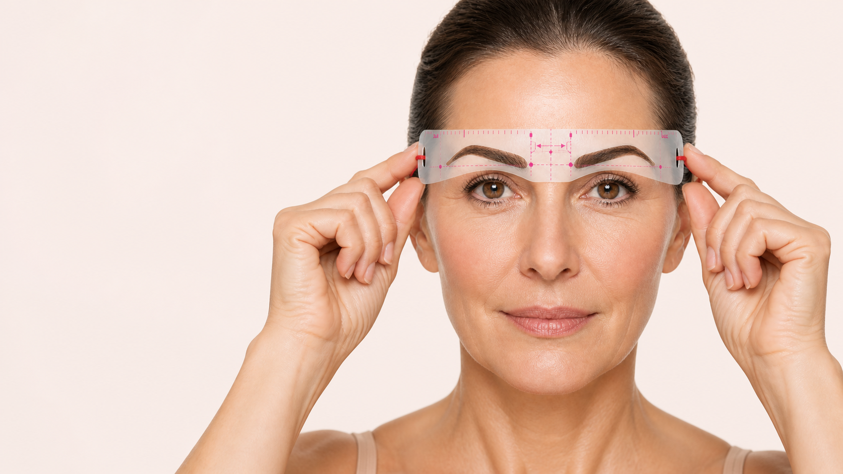 Perfect Brow Mapping Kit connected stencil positioned across both brows