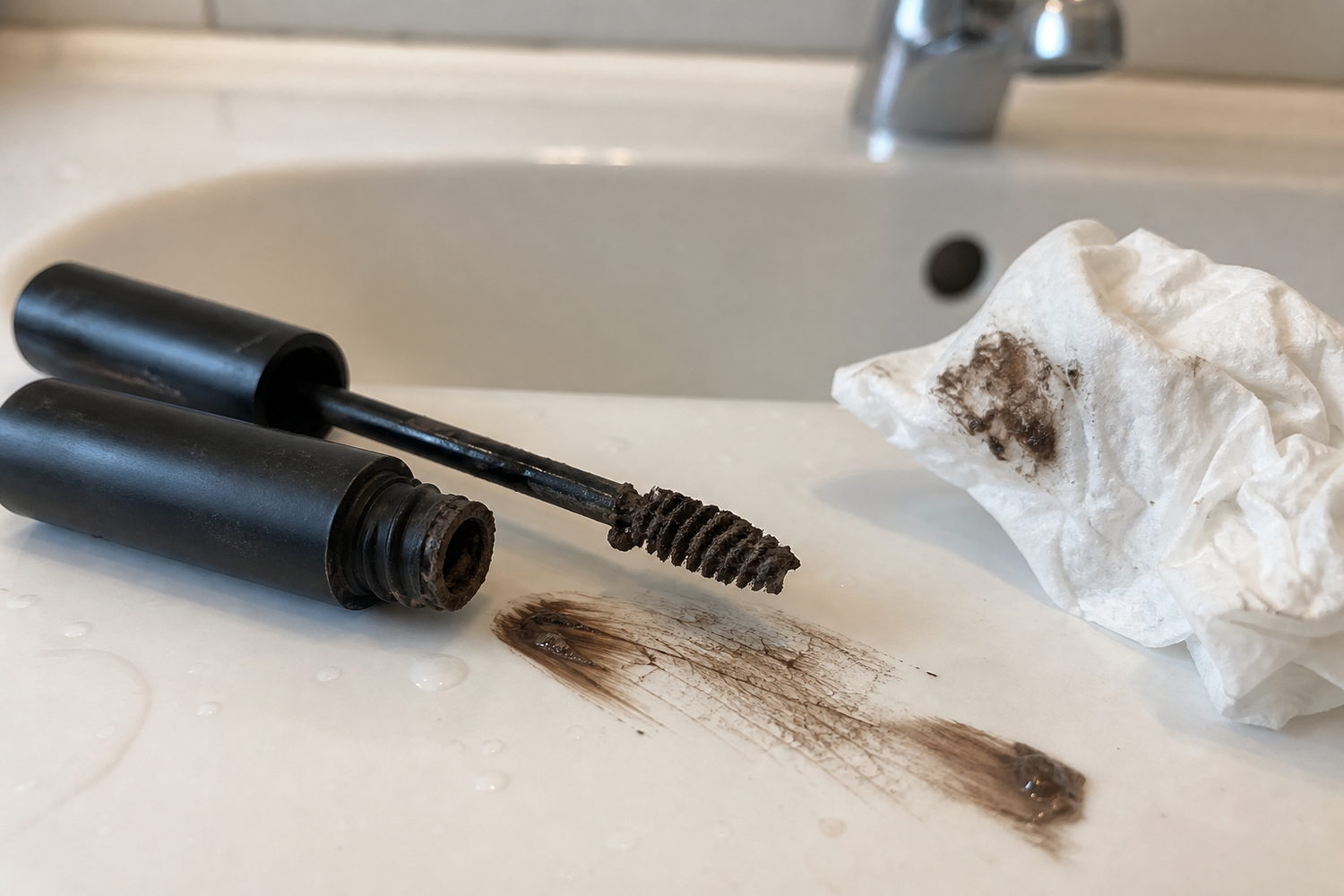 Clogged brow gel wand