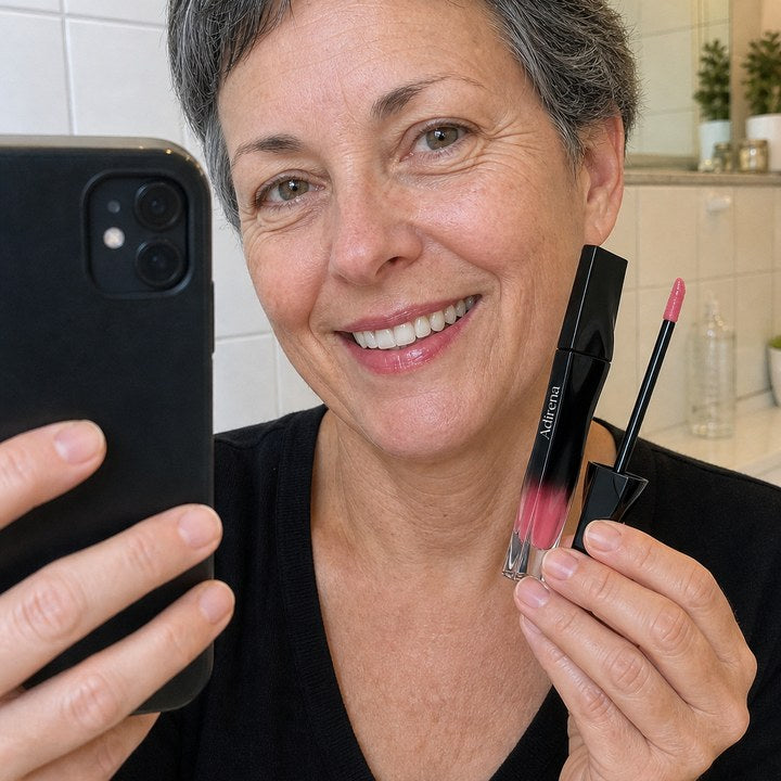Lynn holding Adirena Stellar Dust™ Lip Stain