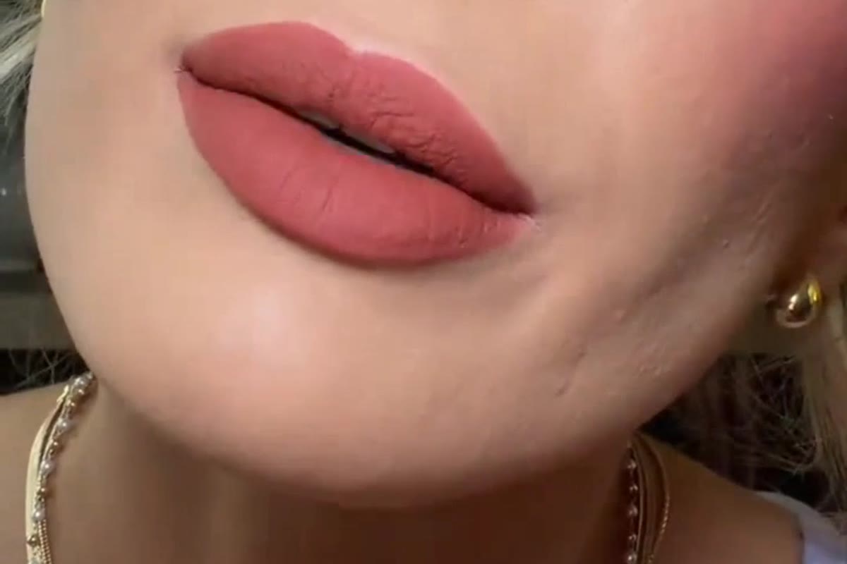 Real VBL close-up showing the finished soft-matte lip texture