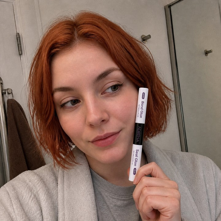 Woman applying cluster lashes